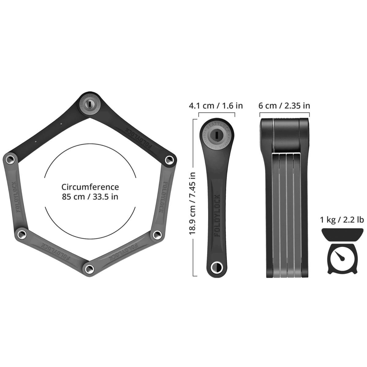 Seatylock Foldylock kompaktne kokkupandav lukk | Hall