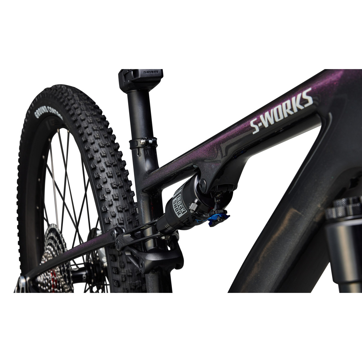S-Works Epic 8 Evo AXS maastikuratas | Gloss Carbon - Green to Purple Viavi Fade