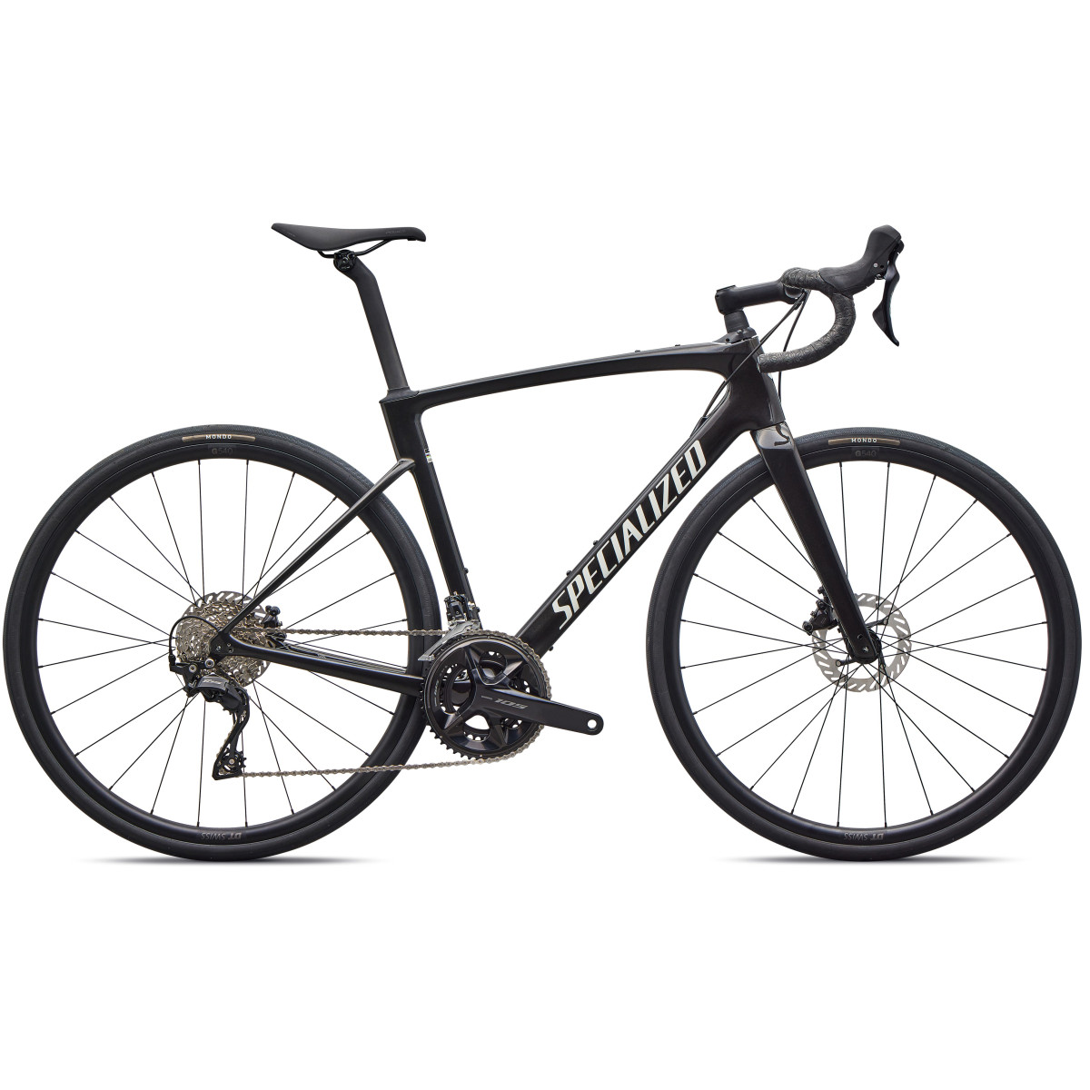 Specialized Roubaix SL8 Sport maanteeratas | Shimano 105 | Gloss Obsidian Metallic - Dune White