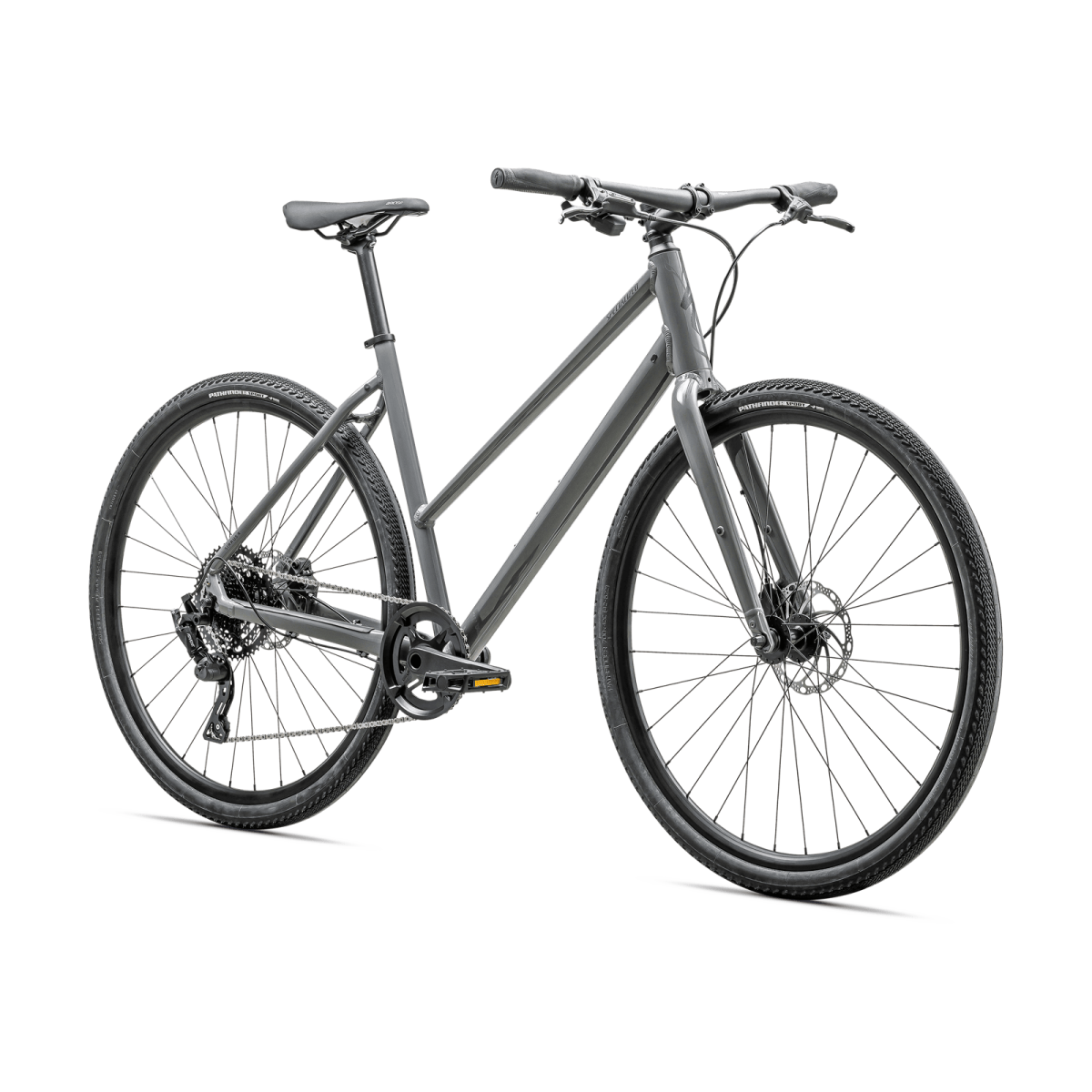 Specialized Sirrus X 3.0 Step-Through fitnesa velosipēds | pelēki pelēks - melns šķidrā metāla atstarojošs materiāls