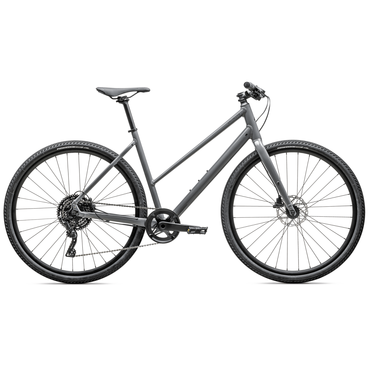 Specialized Sirrus X 3.0 Step-Through fitnesa velosipēds | pelēki pelēks - melns šķidrā metāla atstarojošs materiāls