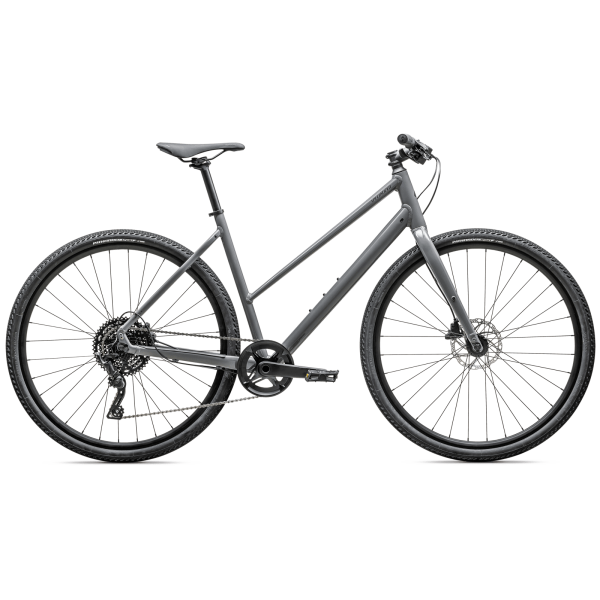 Specialized Sirrus X 3.0 Step-Through hübriidjalgrattad | Ashen Grey - Black Liquid Metal Reflective
