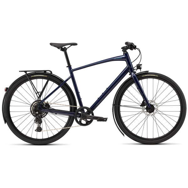 Specialized Sirrus X 2.0 EQ hübriidjalgrattad | Gloss Deep Marine - Grey Blue Frost Reflective