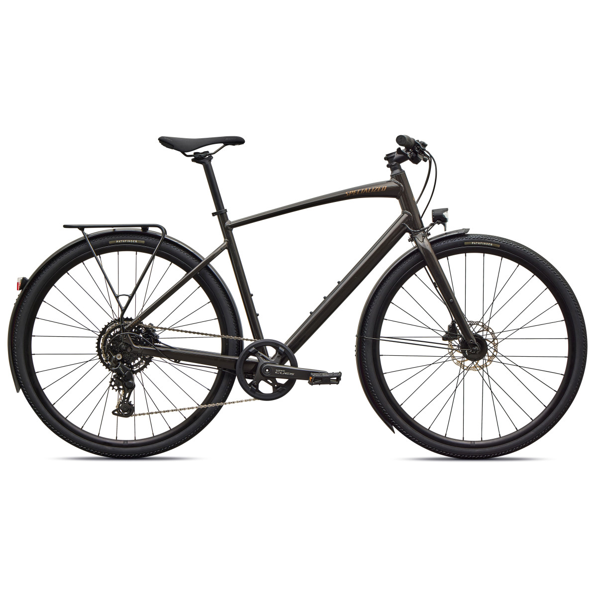 Specialized Sirrus X 2.0 EQ hübriidjalgrattad | Gloss Metallic Obsidian - Burnt Gold Metallic
