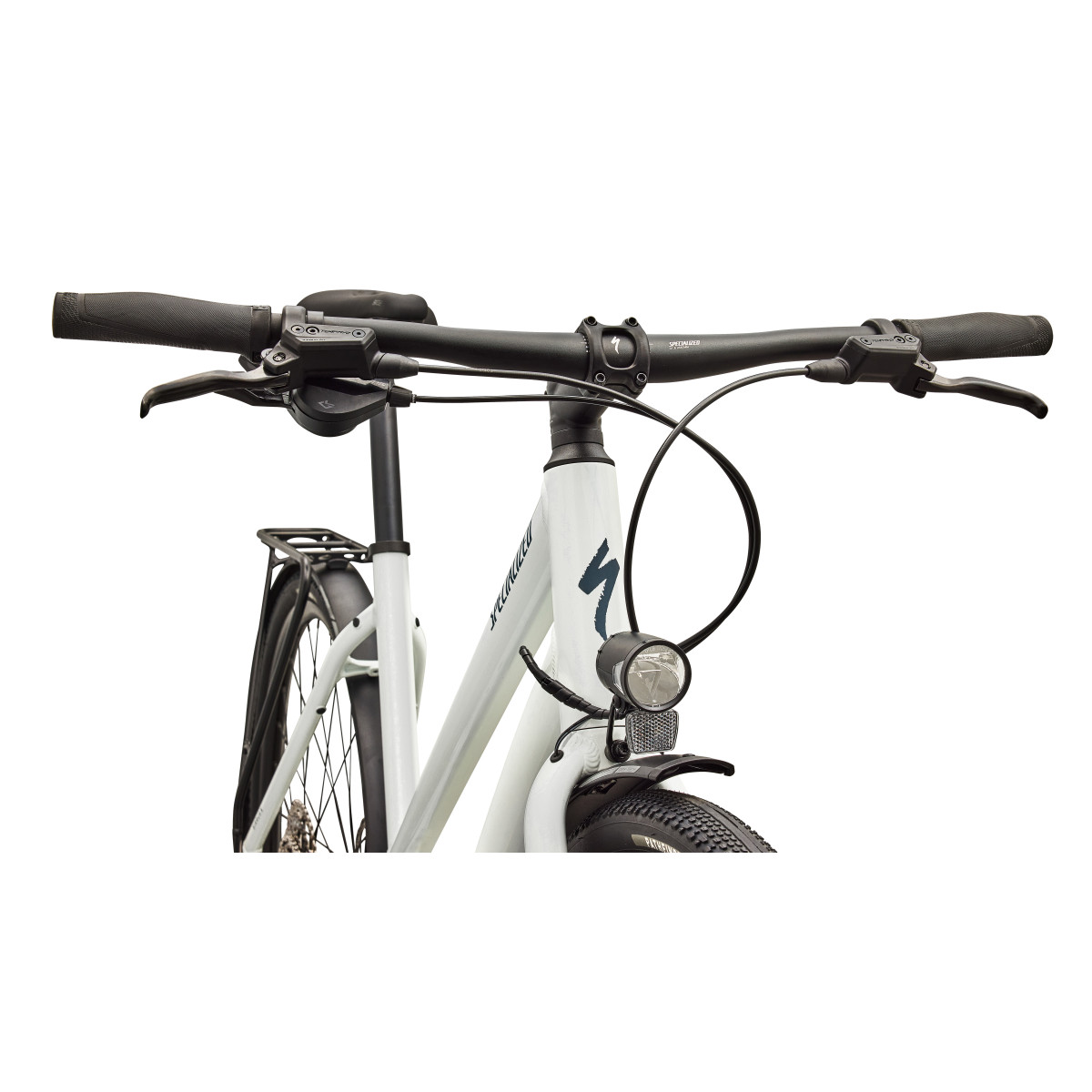 Specialized Sirrus X 3.0 Step-Through EQ hübriidjalgrattad | Gloss Metallic White Silver - Metallic Deep Marine