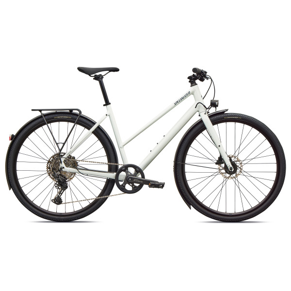 Specialized Sirrus X 3.0 Step-Through EQ hübriidjalgrattad | Gloss Metallic White Silver - Metallic Deep Marine