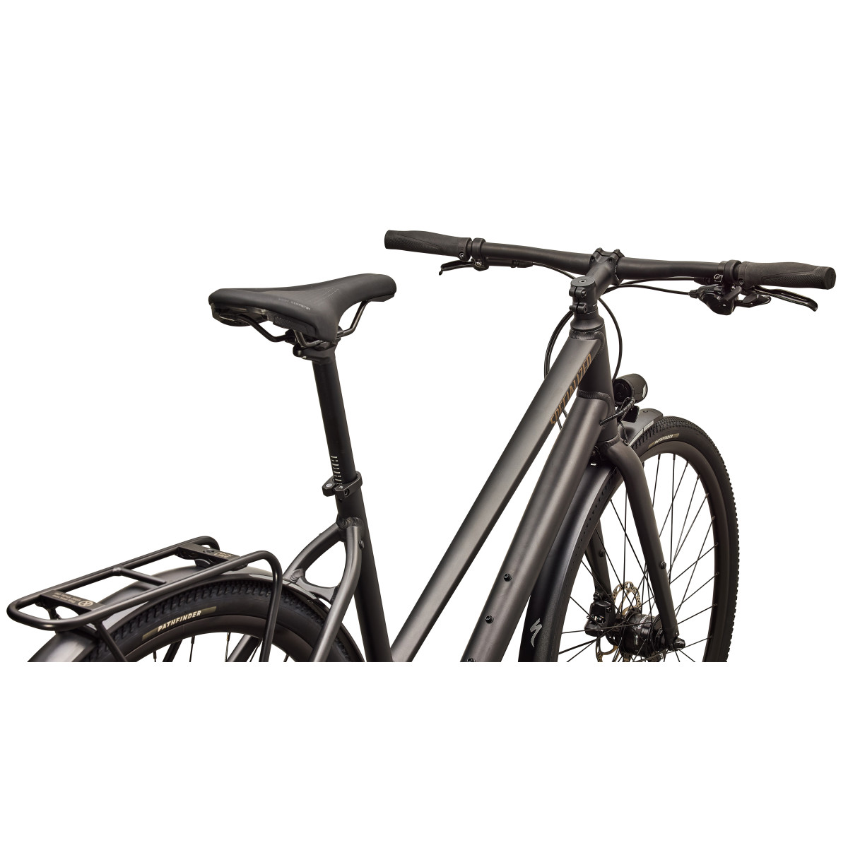 Specialized Sirrus X 3.0 Step-Through EQ hübriidjalgrattad | Satin Metallic Obsidian - Burnt Gold Metallic