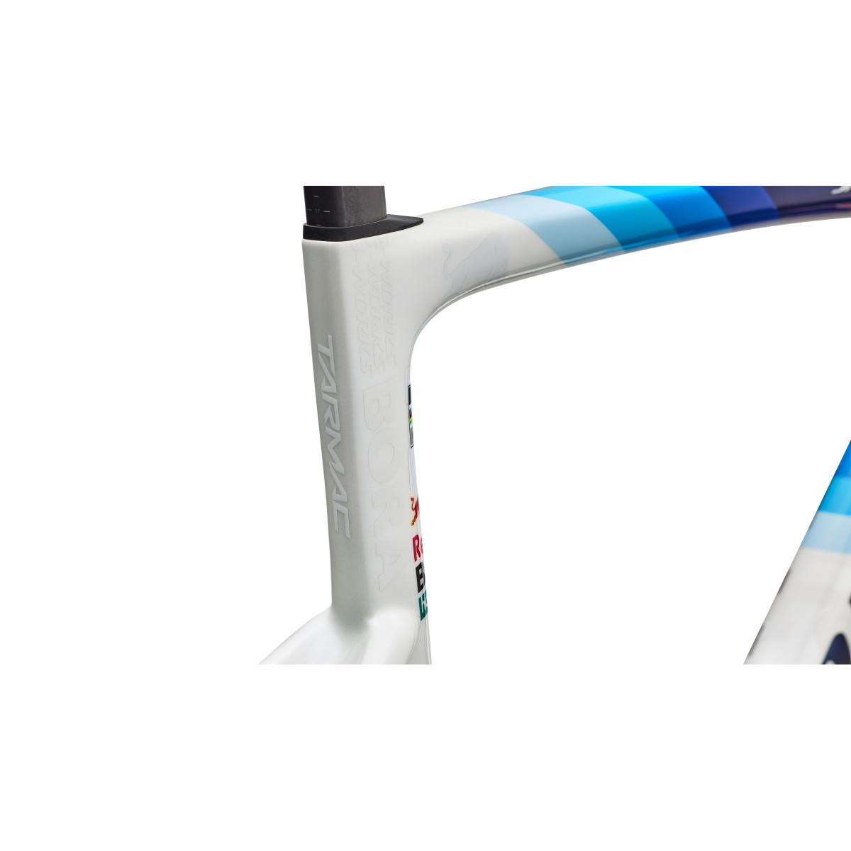 S-Works Tarmac SL9 raamikomplekt | Red Bull - BORA - hansgrohe | Gloss Metallic White Silver - Deep Blue