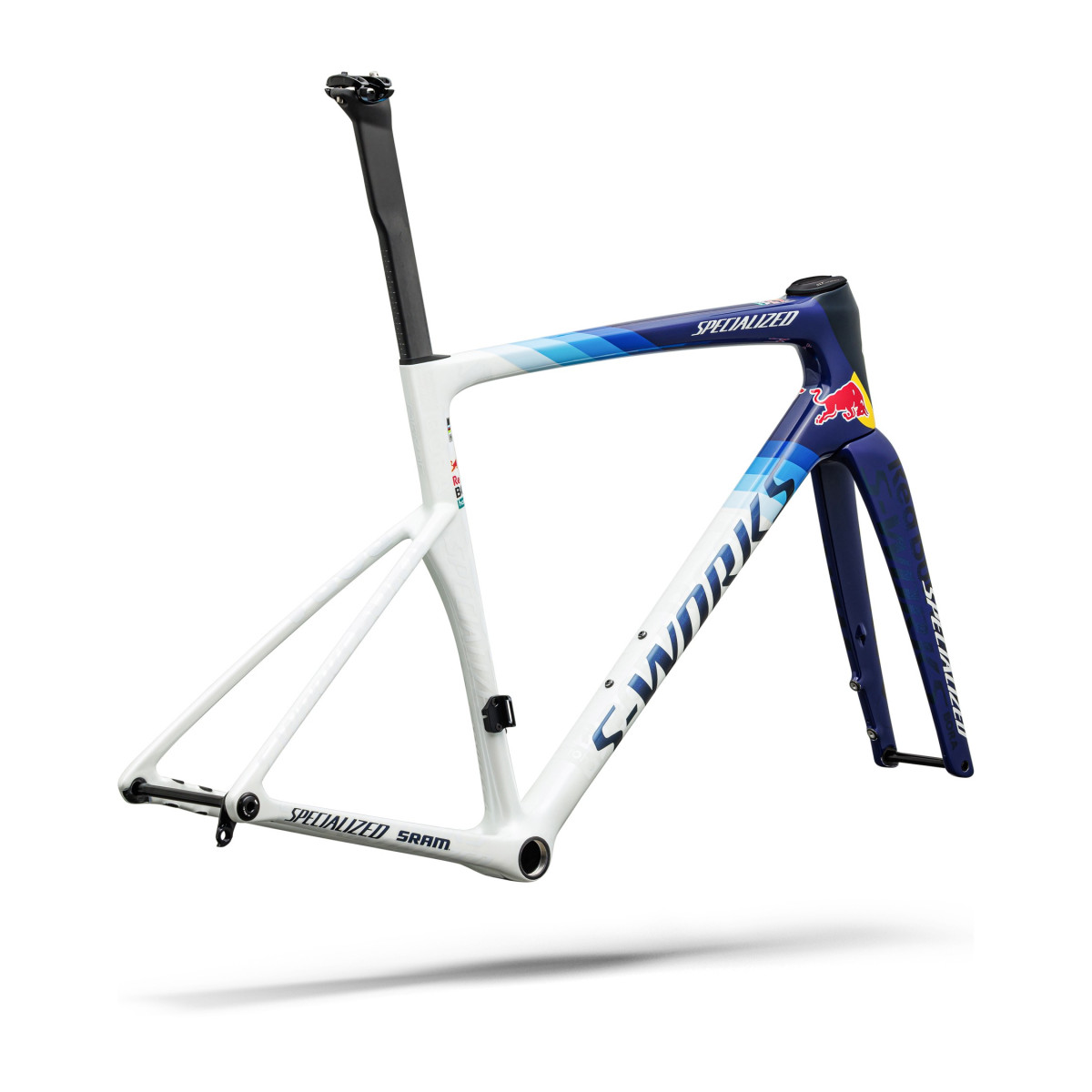 S-Works Tarmac SL9 raamikomplekt | Red Bull - BORA - hansgrohe | Gloss Metallic White Silver - Deep Blue