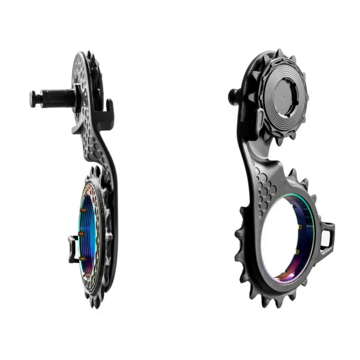 absoluteBlack HOLLOWcage® Shimano 9100/8000 Carbon Ceramic Oversized Derailleur Pulley Cage | Rainbow