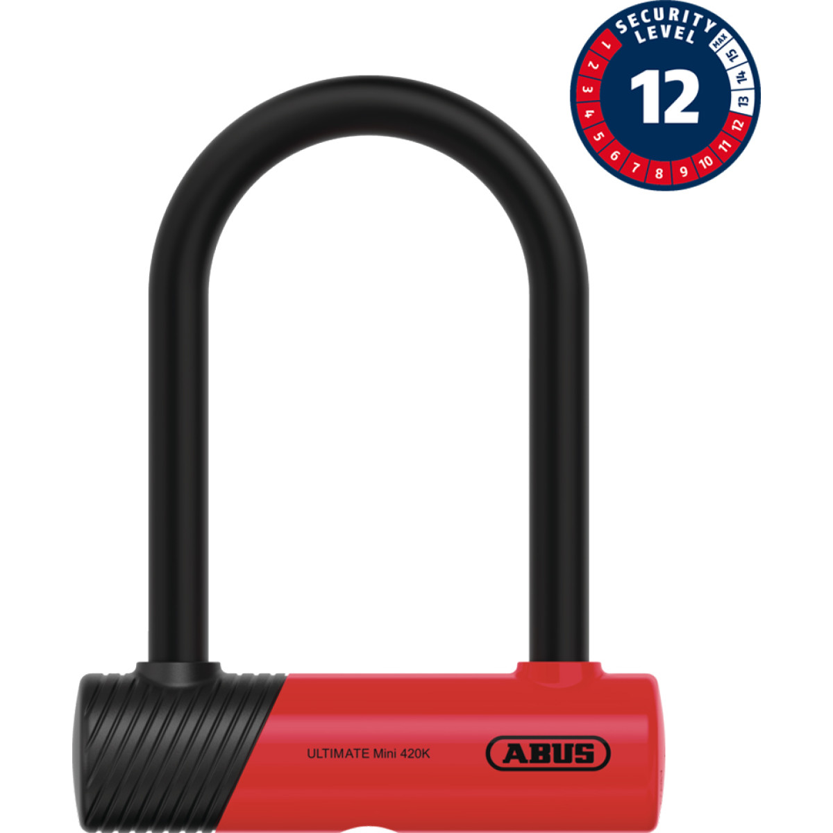 Abus Ultimate Mini 420K|150HB140 U slēdzene ar USH stiprinājumu | Black - Red