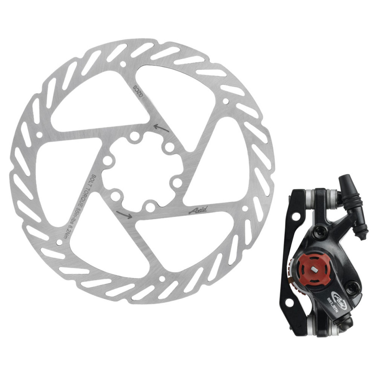 Avid BB7 MTB mehāniskā disku bremžu suports ar adapteri un 180 mm rotoru | rear/front