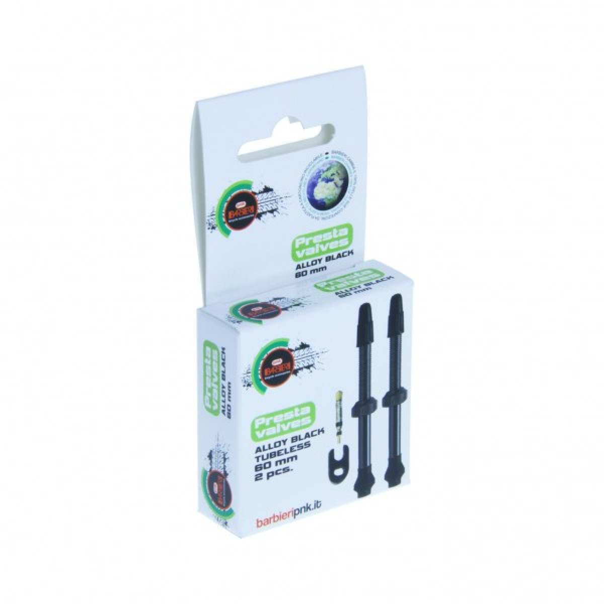 Barbieri bezkameru MTB ventiļu komplekts | SV 60 mm | 2 gab | Melni