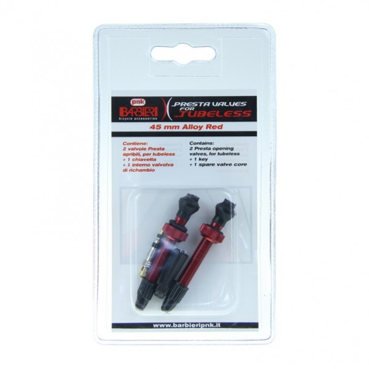 Barbieri Tubeless Valve | SV 45mm | 2 tükki | Punane