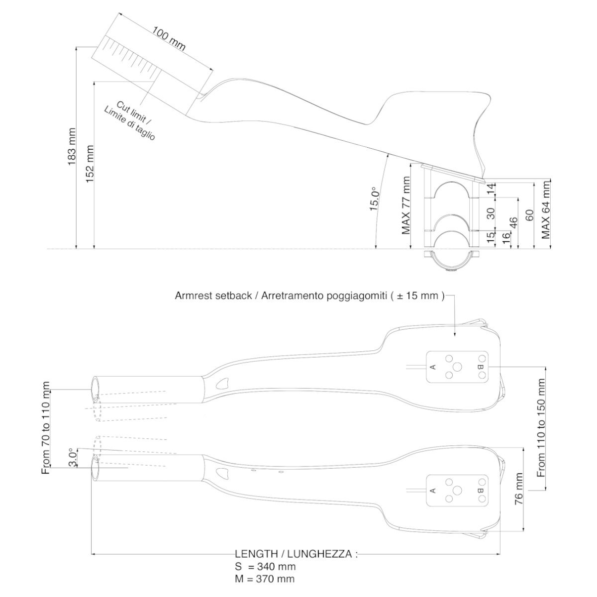 Deda Jet One Clip-On Aerobars | 370 mm