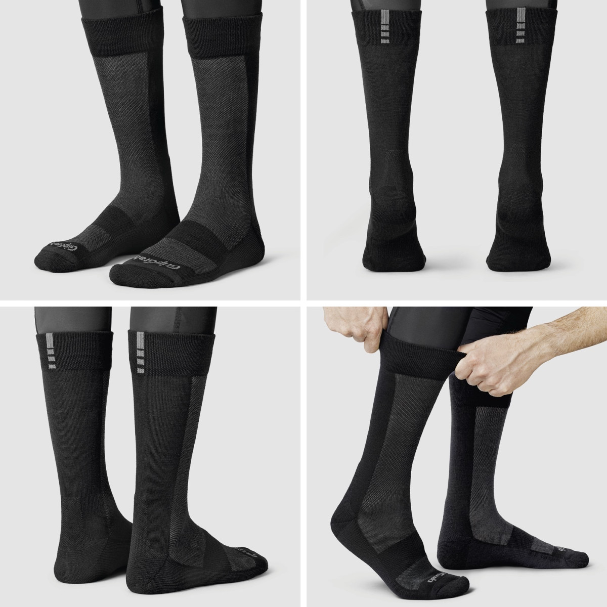 GripGrab Alpine Merino zeķes ar augstu piegriezumu | Black