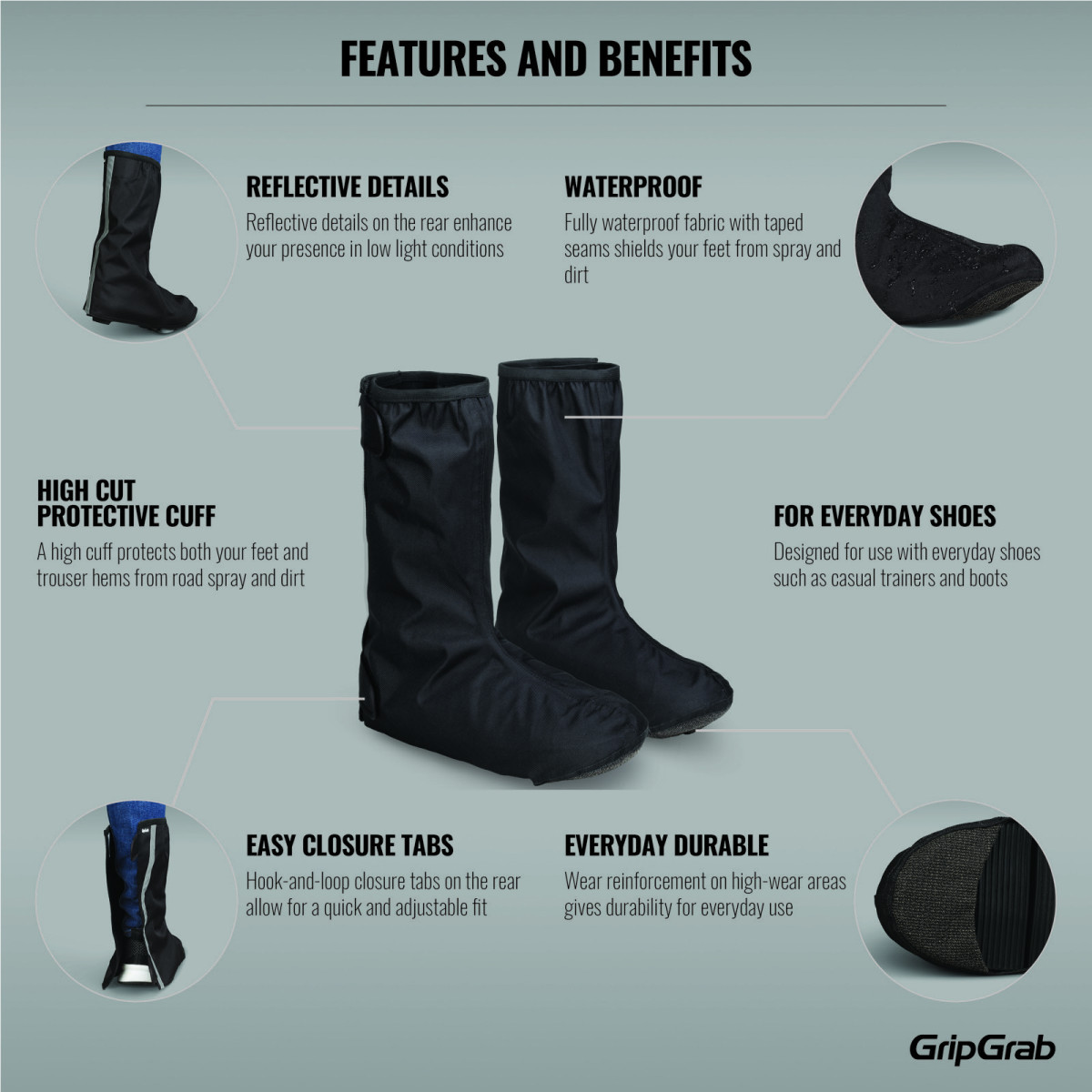 GripGrab DryFoot 2 Waterproof Everyday mokasīni | Black 