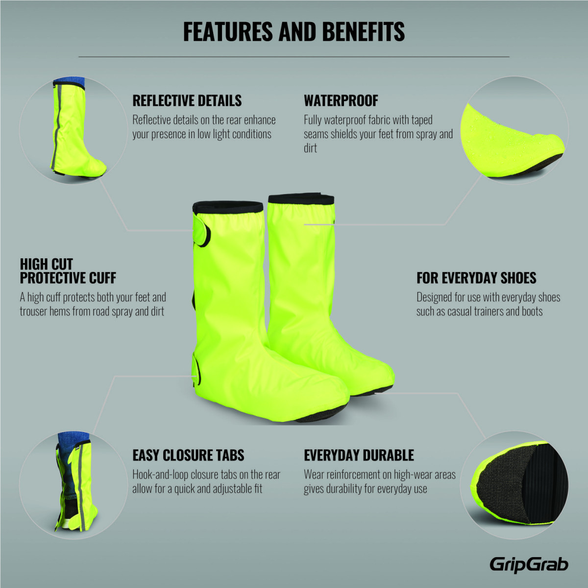 GripGrab DryFoot 2 Waterproof Everyday mokasīni | Yellow Hi-Vis