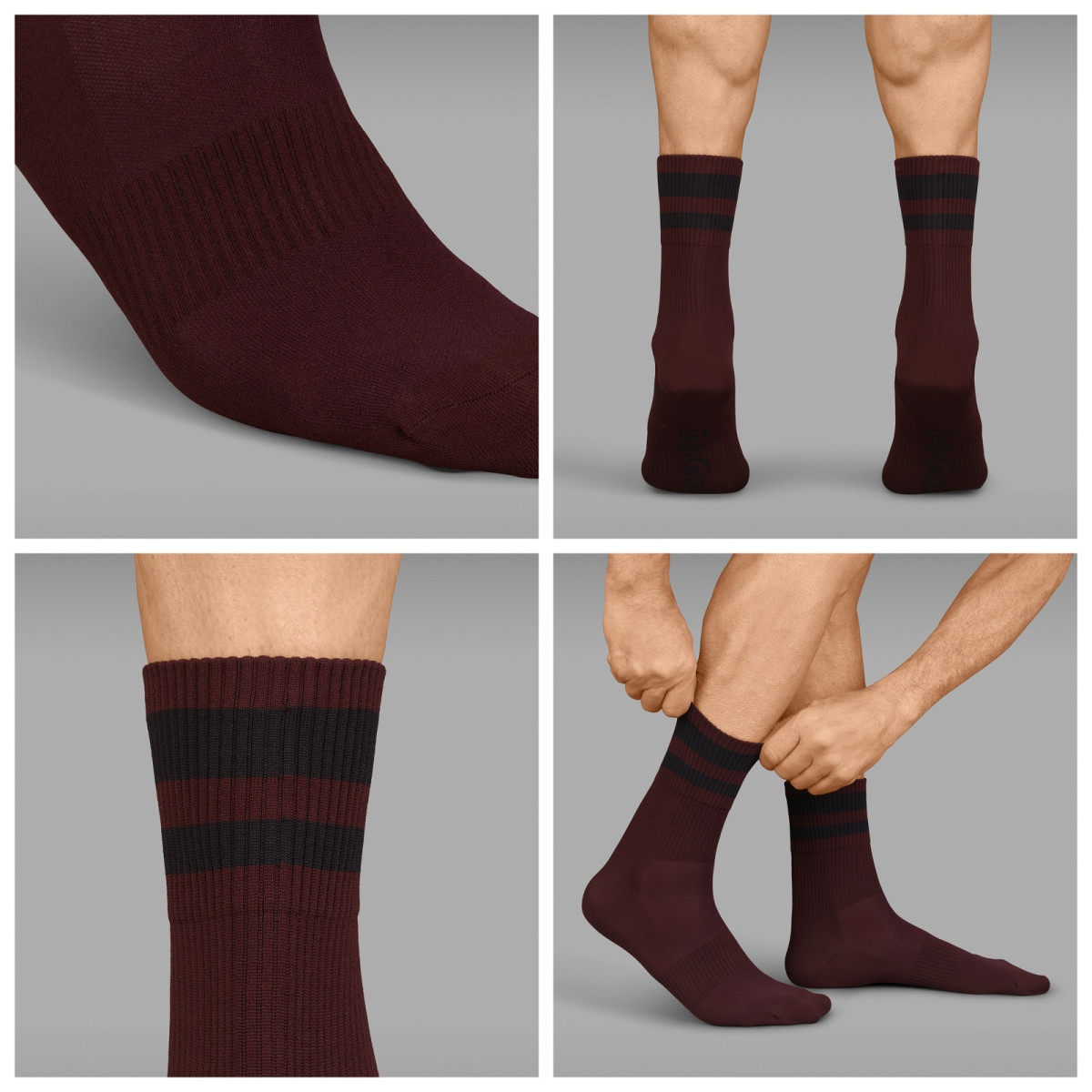 GripGrab Original Stripes Crew zeķes | Tumši sarkanas