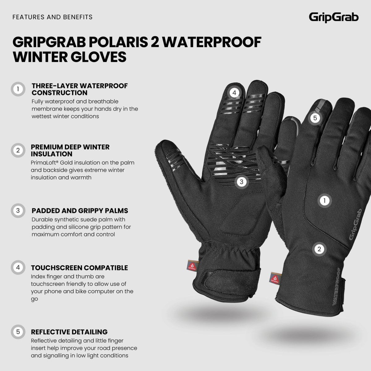 GripGrab Polaris 2 veekindlad talvekindad | Mustad