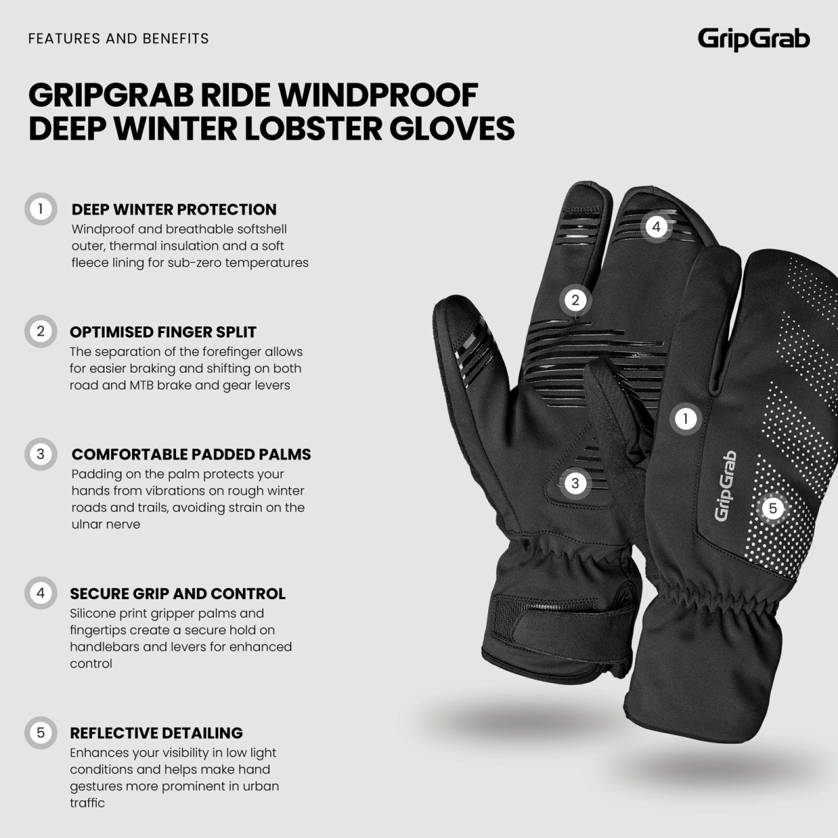 GripGrab Ride tuulekindel sügava talve homaari kindad | Mustad