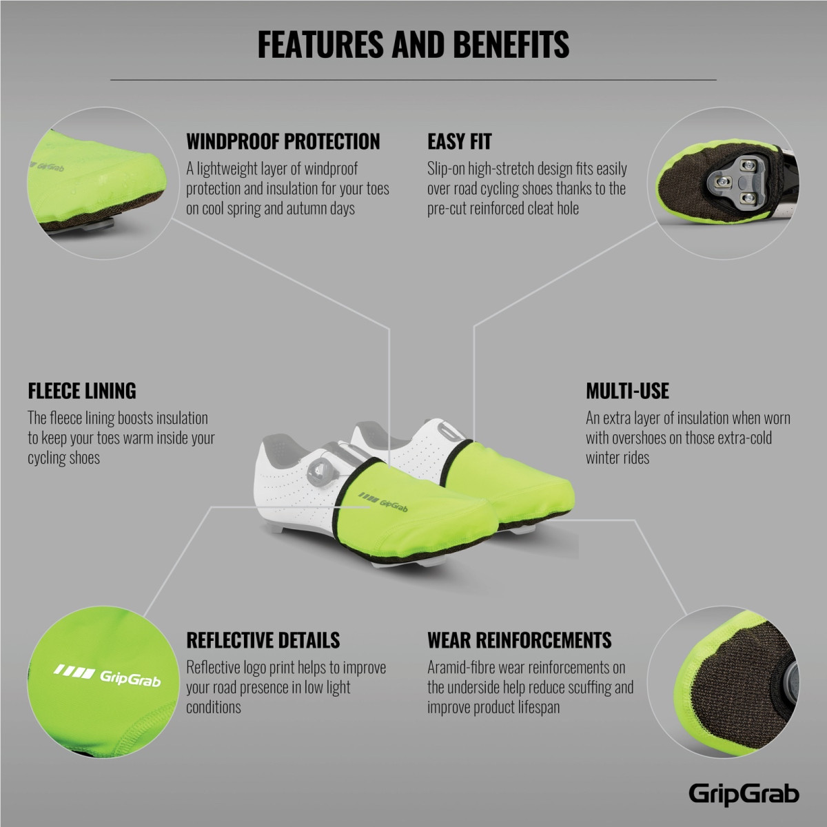 GripGrab tuulekindlad Road kingakatted | Kollane Hi-Vis