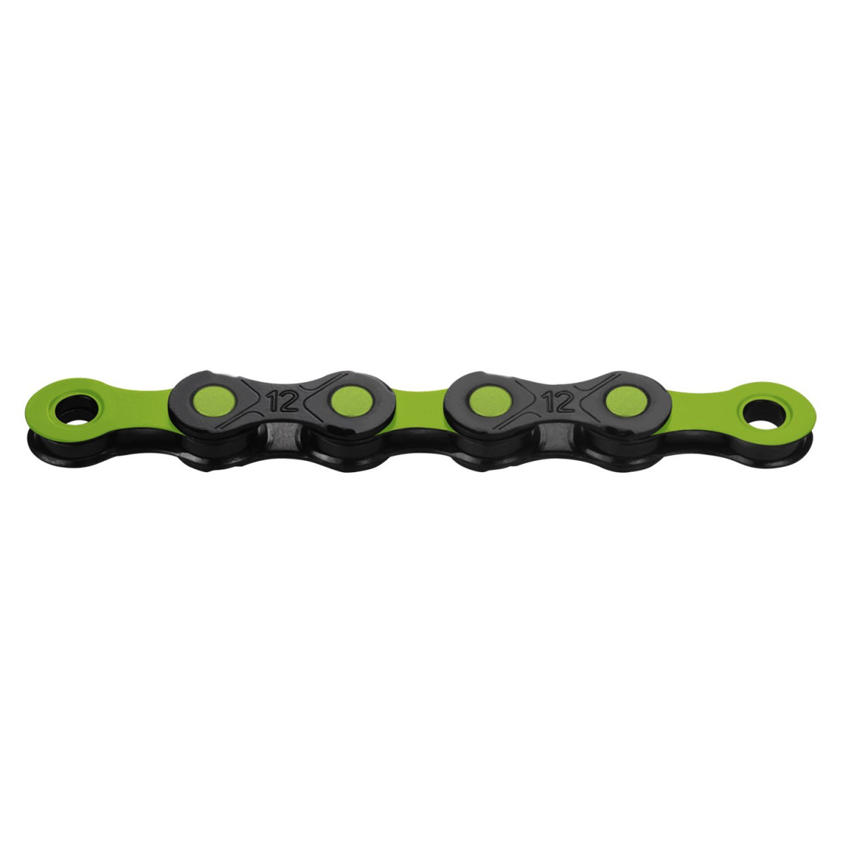 KMC DLC12 Waxed Chain | 12-speed | Black - Apple Green