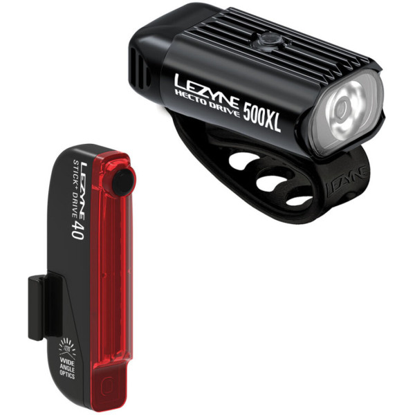 Lezyne Hecto Drive 500XL un Stick+ velosipēdu lukturu komplekts Lezyne Hecto Drive 500XL un Stick+ velosipēdu lukturu komplekts