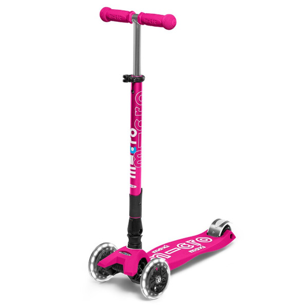 Maxi Micro Deluxe LED kokkupandav tõukeratas | Shocking Pink