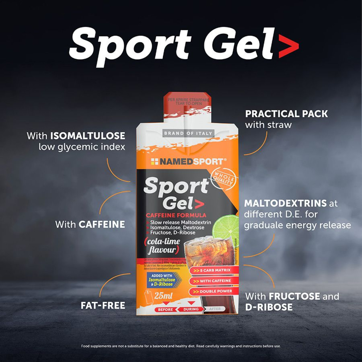 NamedSport Sport enerģijas gels | 25 ml | Cola - Lime
