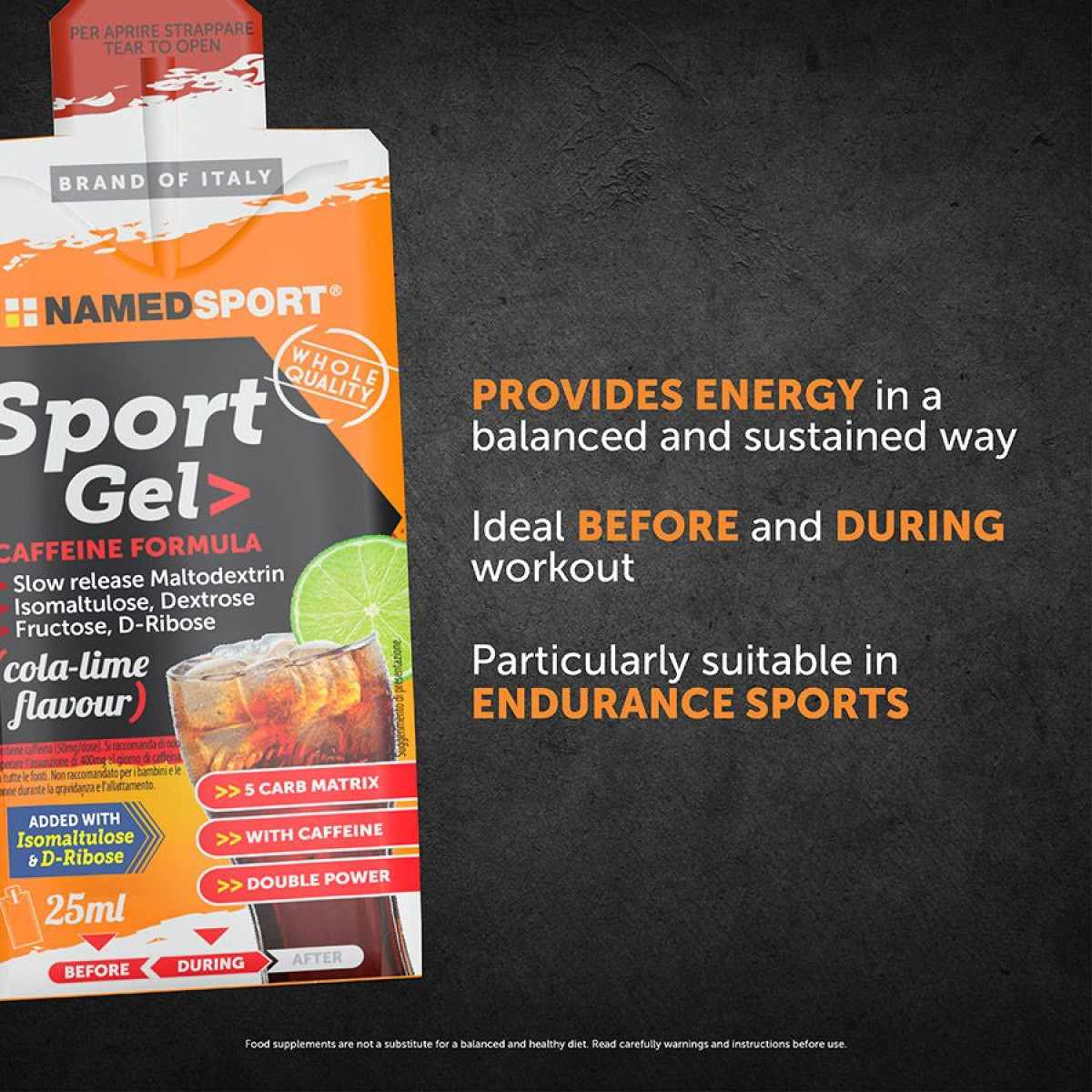 NamedSport Sport enerģijas gels | 25 ml | Cola - Lime