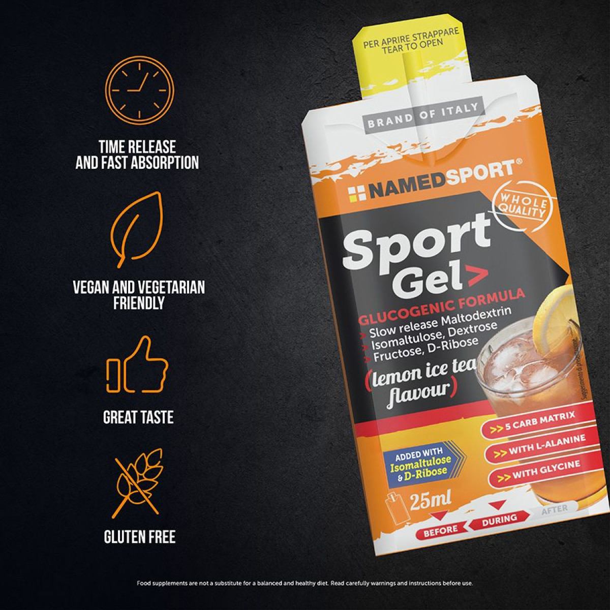 NamedSport Sport enerģijas gels | 25 ml | Lemon - Ice Tea