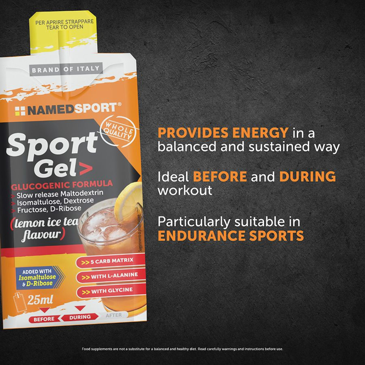 NamedSport Sport enerģijas gels | 25 ml | Lemon - Ice Tea
