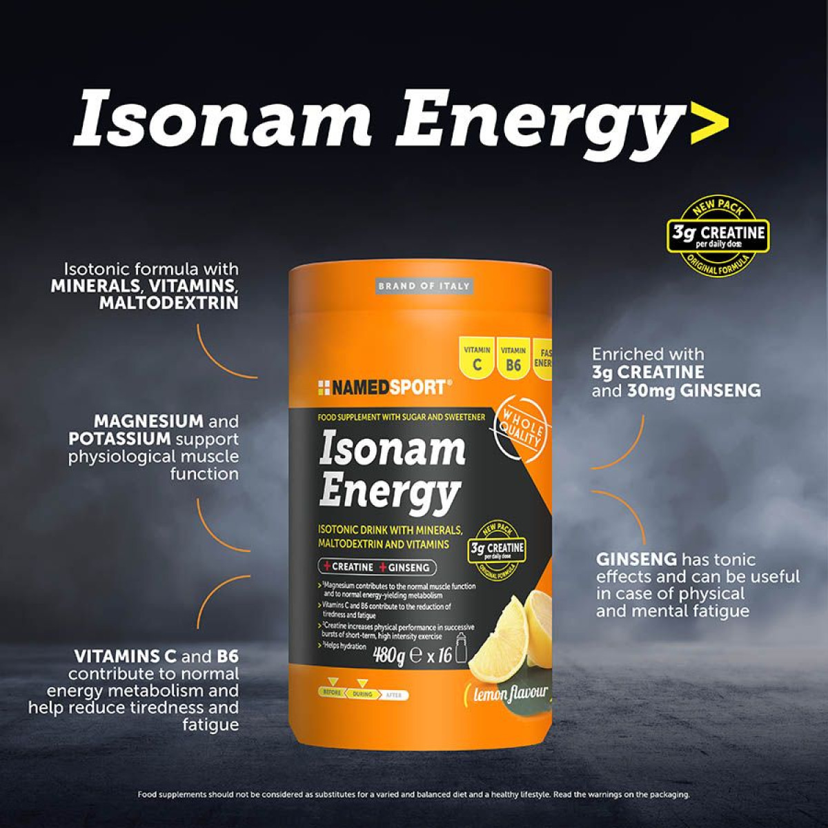NemedSport Isonam Energy Isotonic Drink | 480 g | Lemon