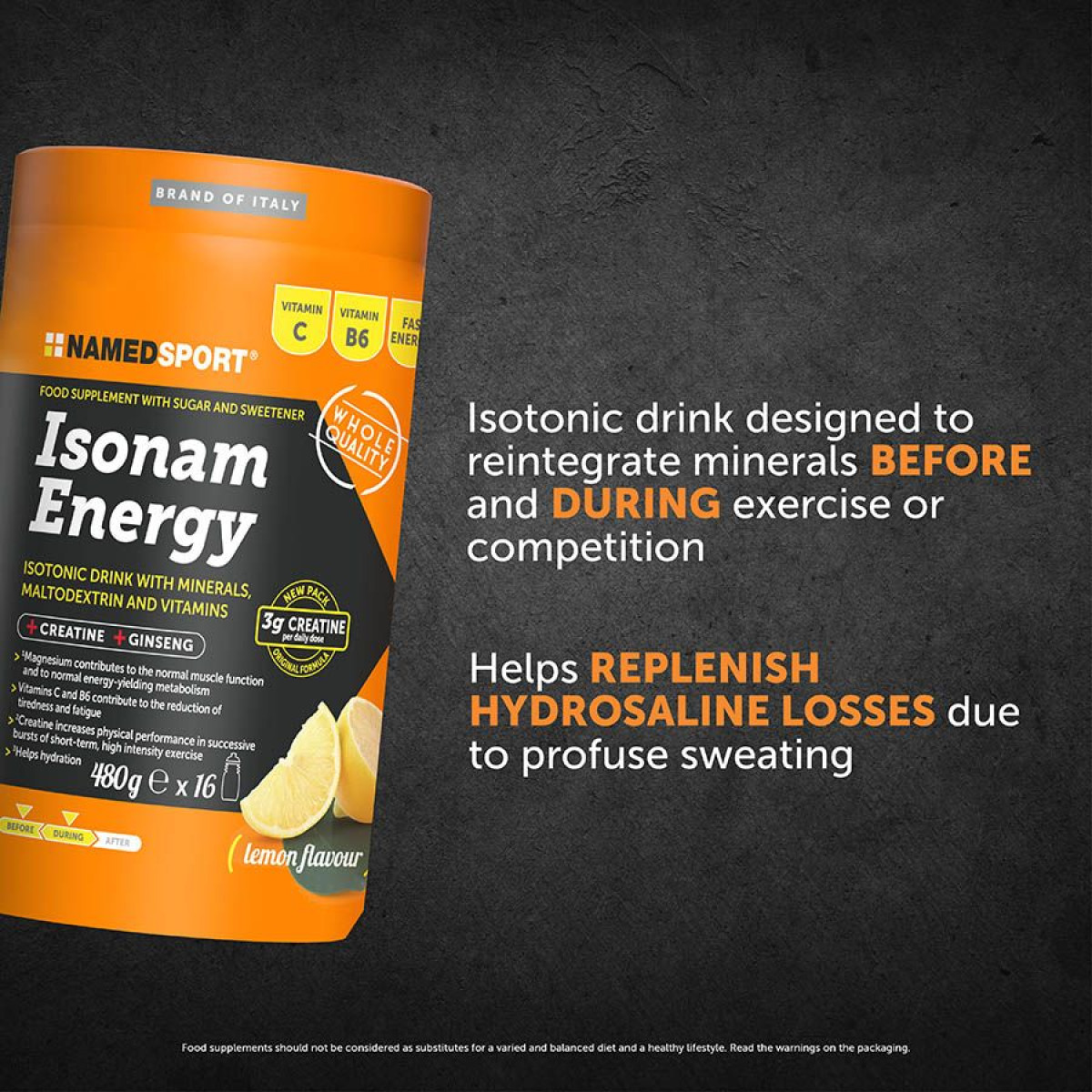 NemedSport Isonam Energy Isotonic Drink | 480 g | Lemon