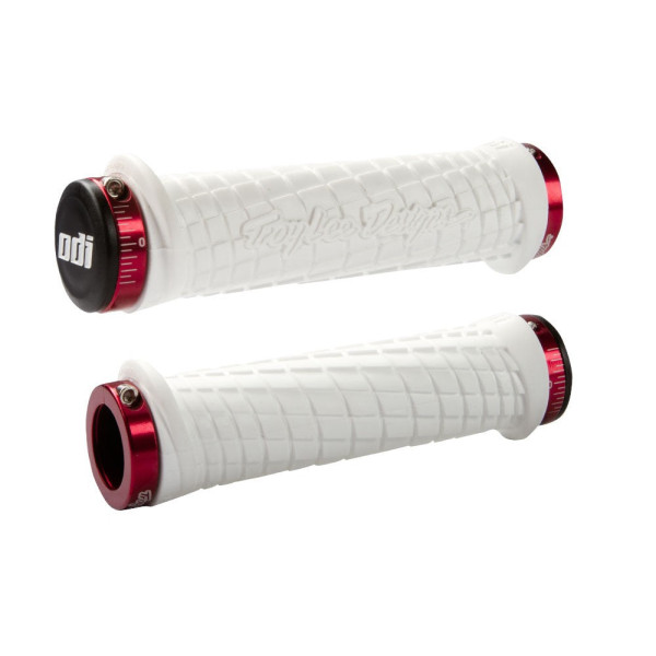 ODI Troy Lee Designs Lock-On stūres rokturi | Balta - sarkana