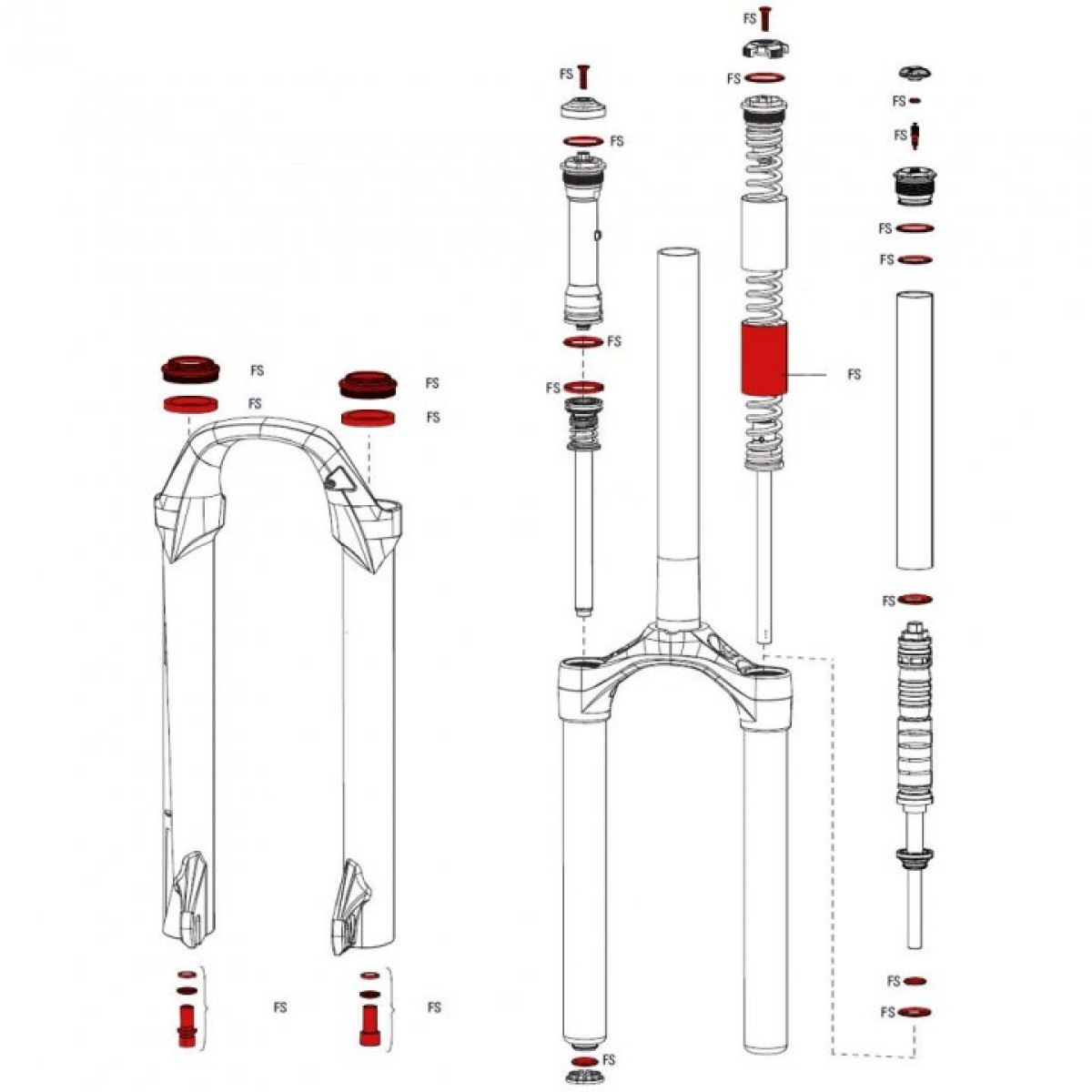 RockShox hoolduskomplekt | XC30 A1-A3 / 30 Silver A1