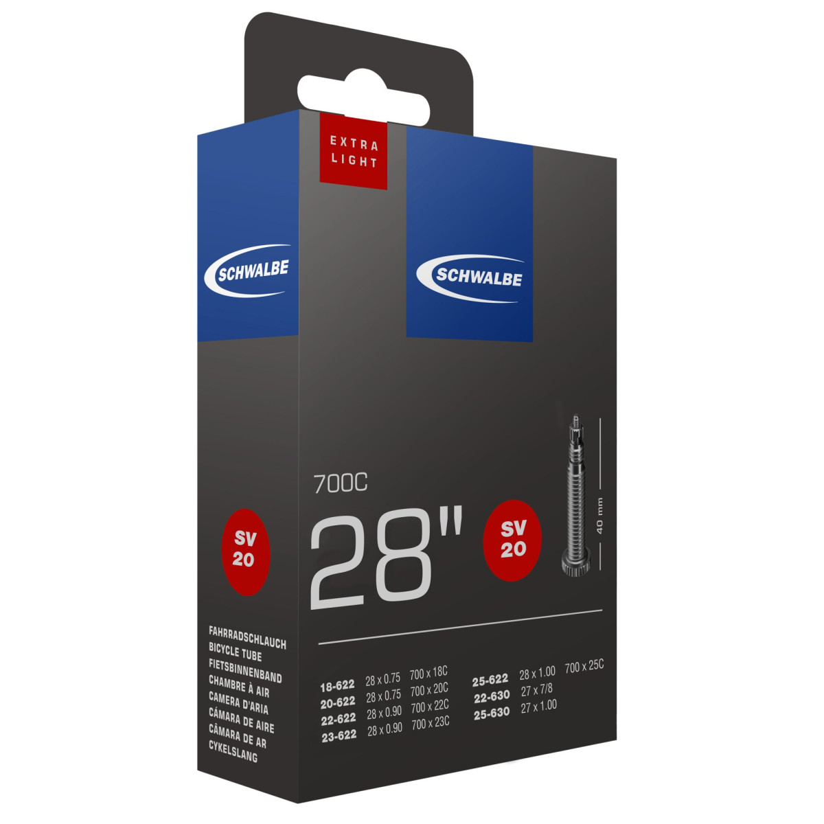 Schwalbe 28" kamera Nr. 20 Extra Light | SV | 18/25-622/630