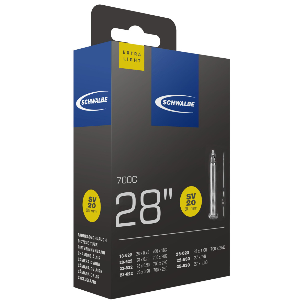 Schwalbe 28" kamera Nr. 20 Extra Light | SV | 18/25-622/630