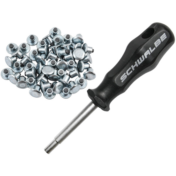 Schwalbe 50 terasest naastud Schwalbe Spike rehvele | koos tööriistaga