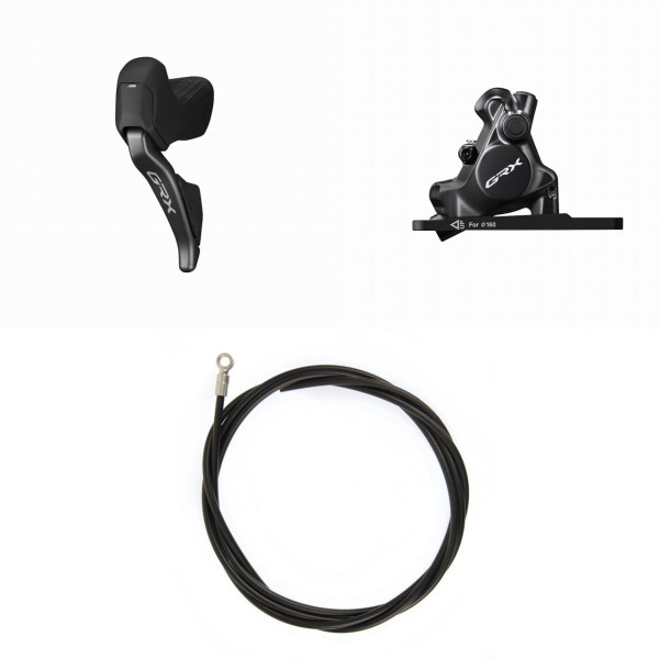 Shimano GRX Di2 ST-RX825 pārslēdzēju/bremžu rokturu komplekts ar BR-RX820 suports | 2 ātrumi | Kreisā | Priekšējā | Priekšējā