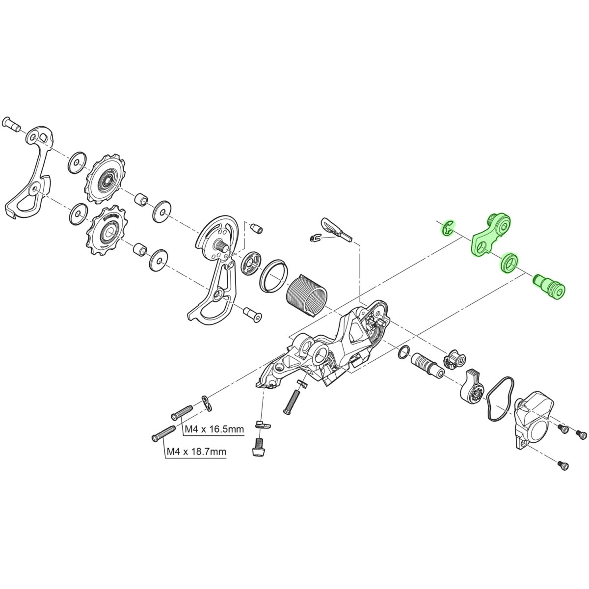 Shimano RD-M670 tavatüüpi kinnitusdetaili teljeüksus Shimano RD-M670