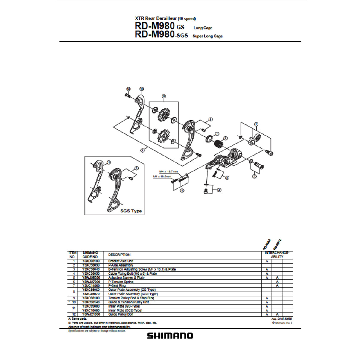 Shimano RD-M980 SGS välimine plaat