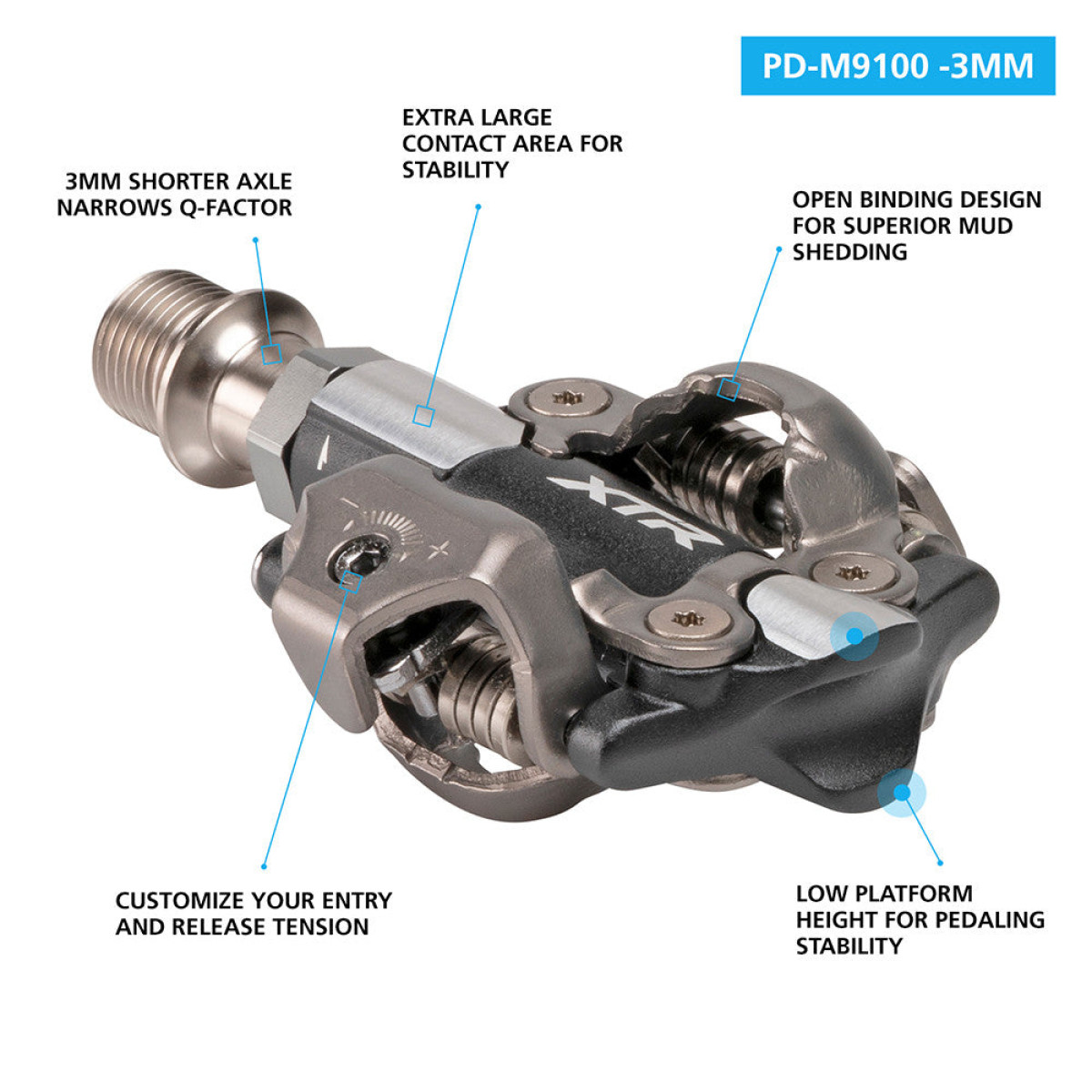 Shimano XTR PD-M9100 pedaalid (-3mm)