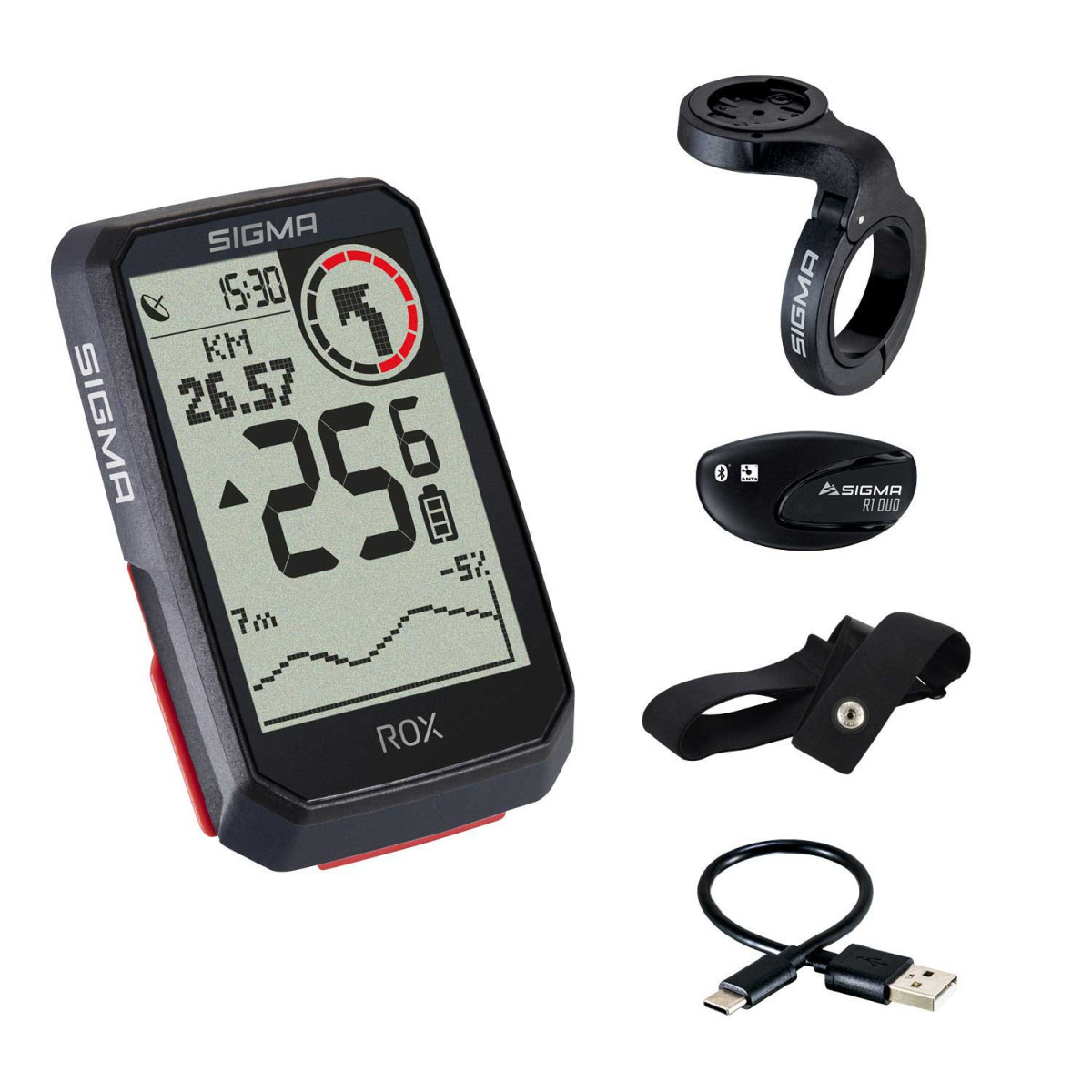 Sigma Sport ROX 4.0 GPS HR jalgrattaarvuti komplekt | Must