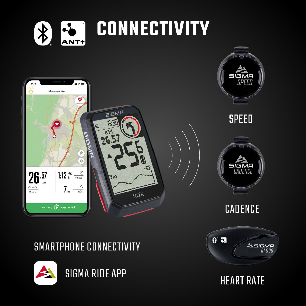 Sigma Sport ROX 4.0 GPS HR jalgrattaarvuti komplekt | Must