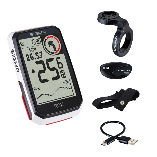 Sigma Sport ROX 4.0 GPS HR jalgrattaarvuti komplekt | Valge
