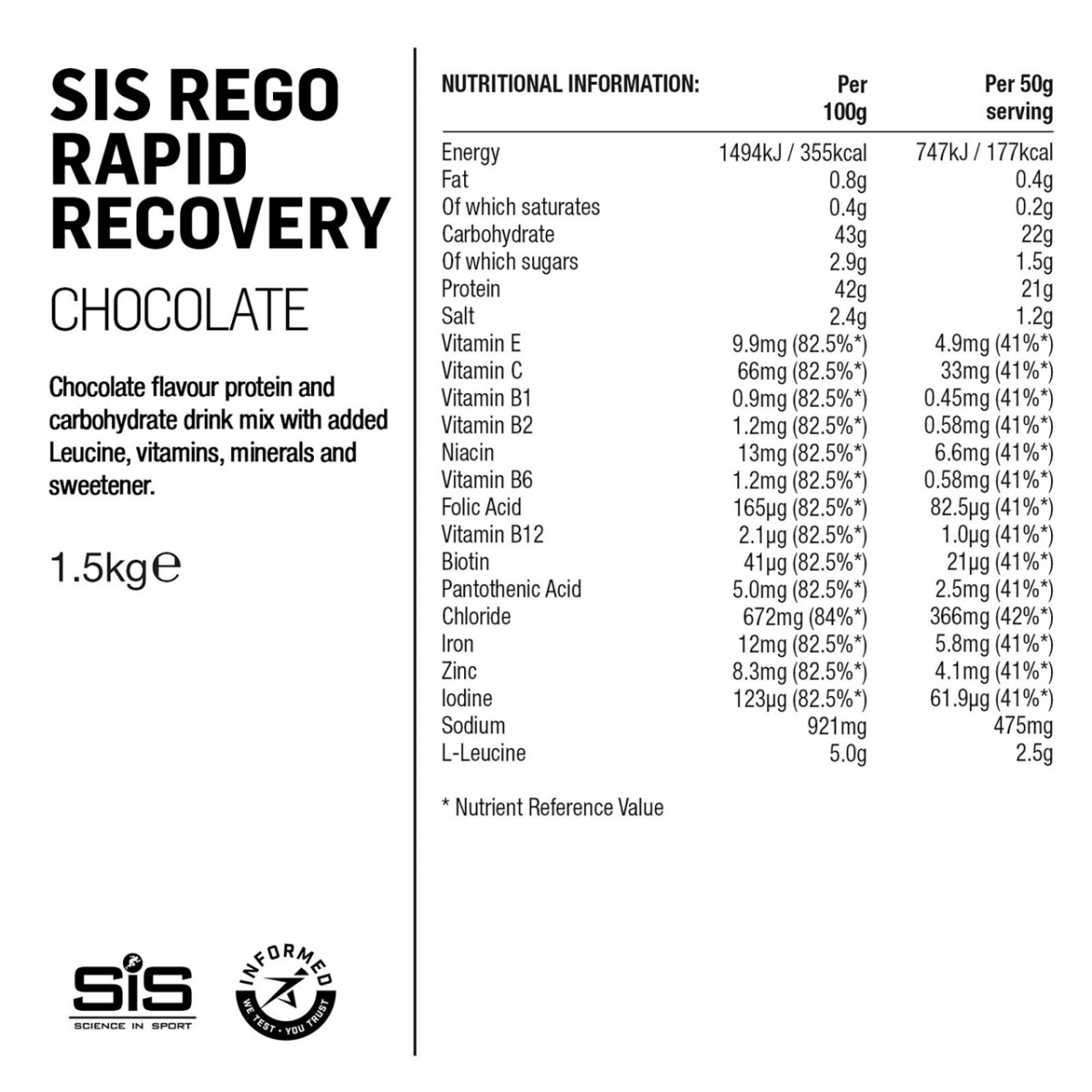 SIS Rego Rapid Recovery dzēriens | 1.5kg | Chocolate