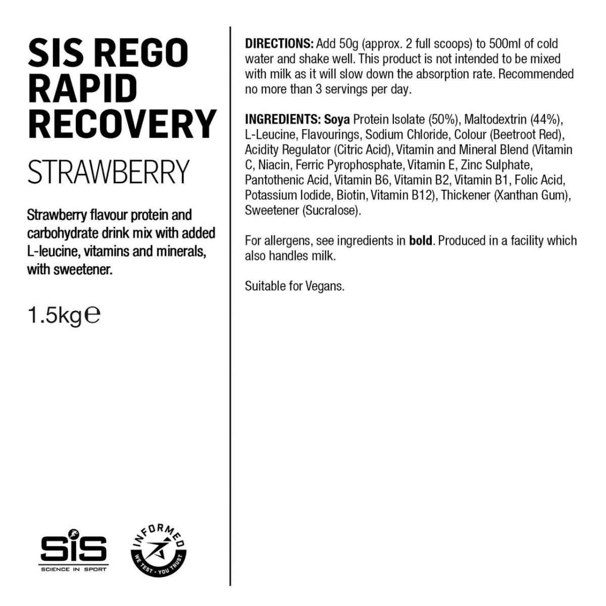SIS Rego Rapid Recovery Drink | 500g | Strawberry