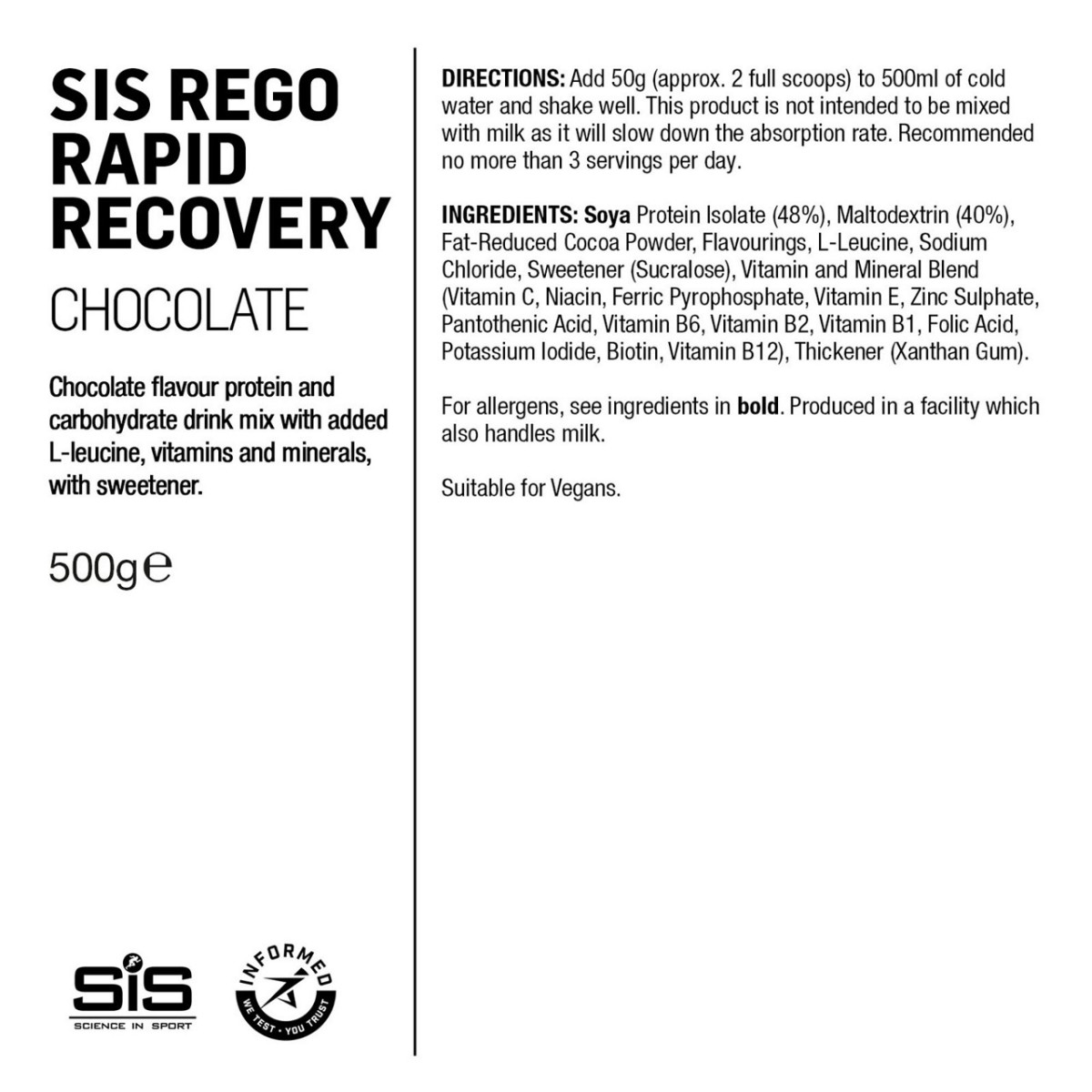 SIS Rego Rapid Recovery Drink | 500g | Chocolate